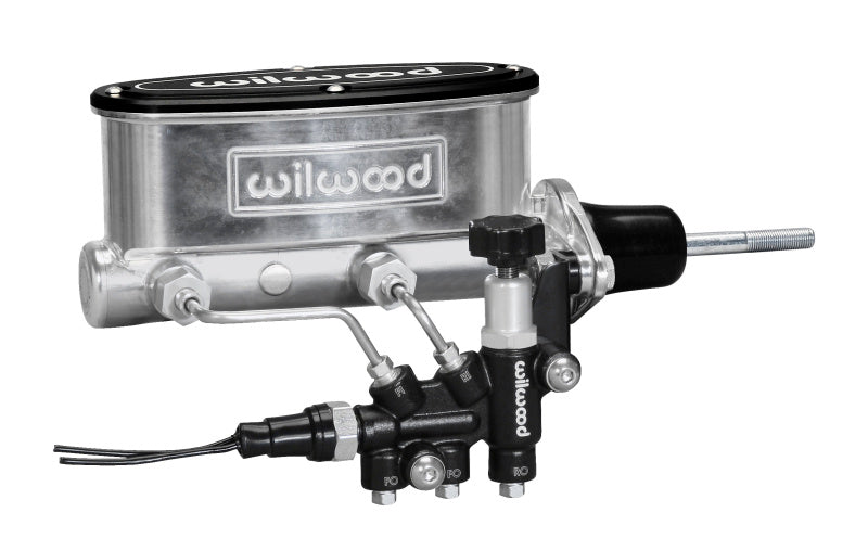 Wilwood HV Tandem M/C Kit w L/H Bracket &amp; Prop Valve - 7/8in Bore Ball Burnished-W/Pushrod