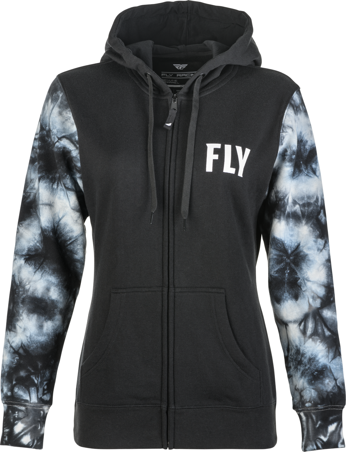 Women's Fly Tie Dye Zip Up Hoodie Black/Grey Lg