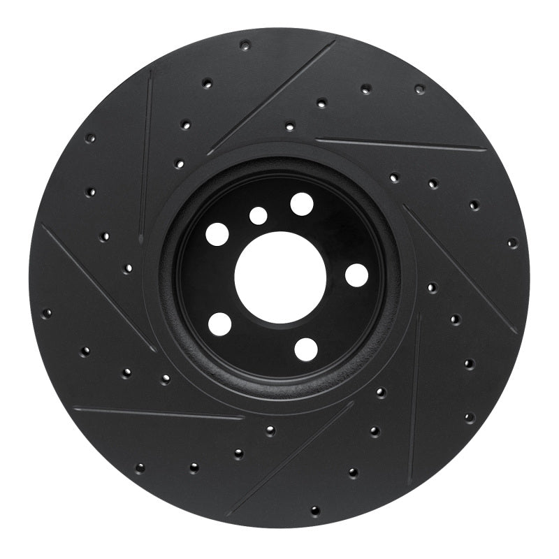 R1 16-25 BMW 330e Left Front Drilled & Slotted Black Brake Rotor