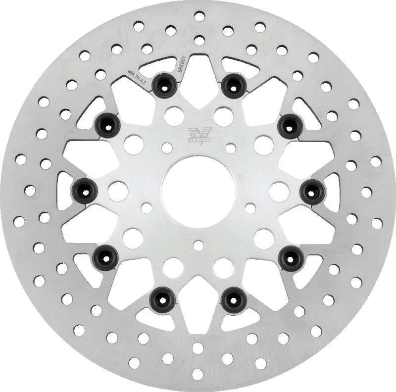 Twin Power 84-17 Big Twin Exc 11.8 and Lug Mount 84-13 XL Front 11.5 Floating Rotor Mesh Silver