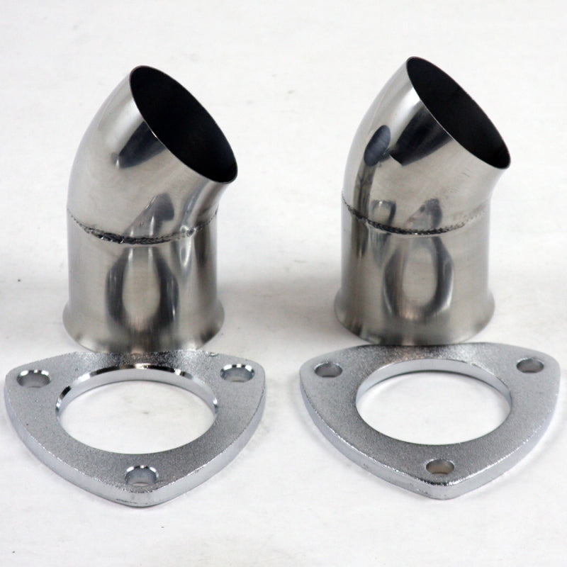 Granatelli 3.0in 304SS Turn Down w/3-Bolt Flange &amp; Gaskets (Pair)