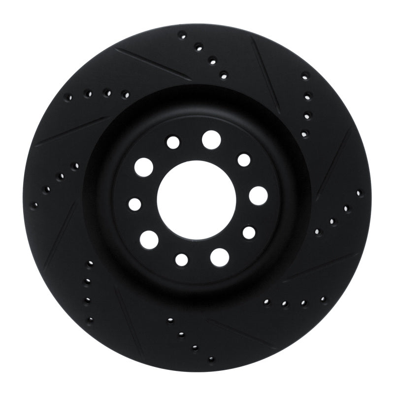 R1 2017-2025 Alfa Romeo Stelvio Rear Right Drilled &amp; Slotted Black Brake Rotor