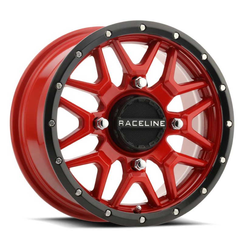 Raceline A94R Krank 14x7in / 4x110 BP / 10mm Offset / 83.8mm Bore - Red &amp; Black Lip Wheel