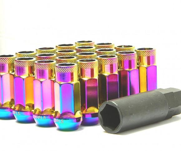 Wheel Mate Muteki SR48 Open End Locking Lug Nut Set of 4 - Neon 12x1.50 48mm