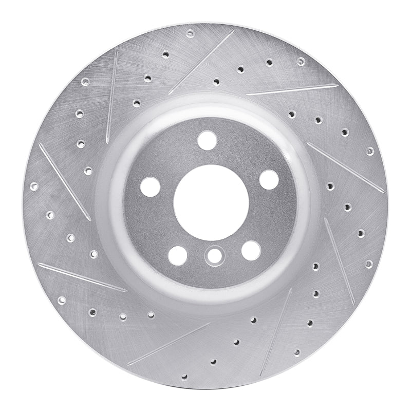 R1 16-25 BMW 540I xDrive Rear Left Drilled &amp; Slotted Silver Brake Rotor