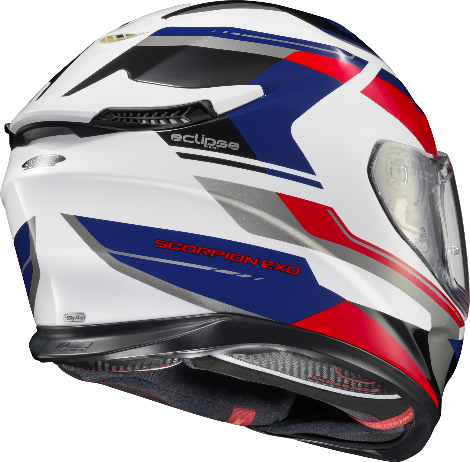 Exo Eclipse Full Face Helmet Lunar White/Red/Blue Xl
