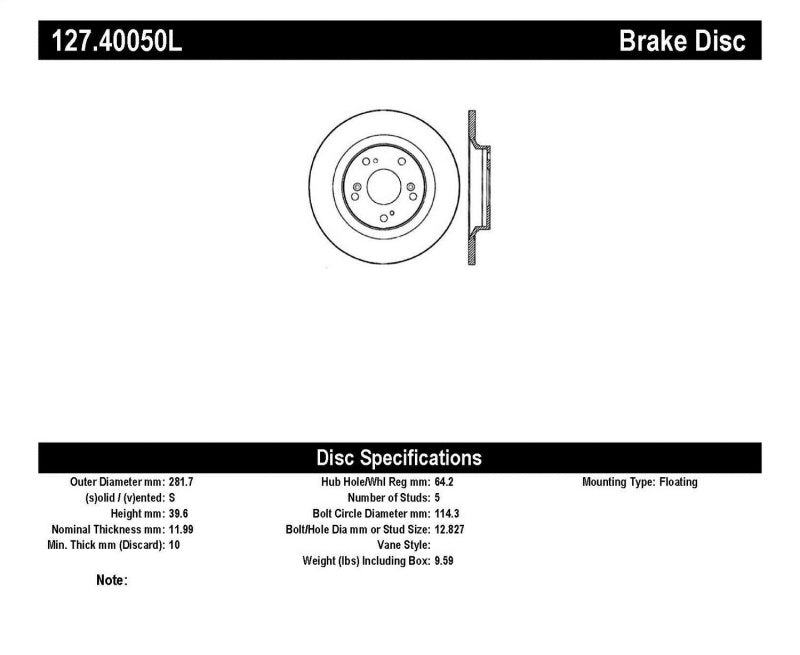 StopTech 00-09 S2000 Slotted &amp; Drilled Left Rear Rotor