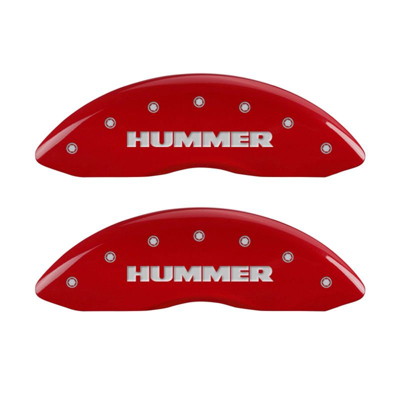 MGP 4 Caliper Covers Engraved Front &amp; Rear Hummer Red finish silver ch