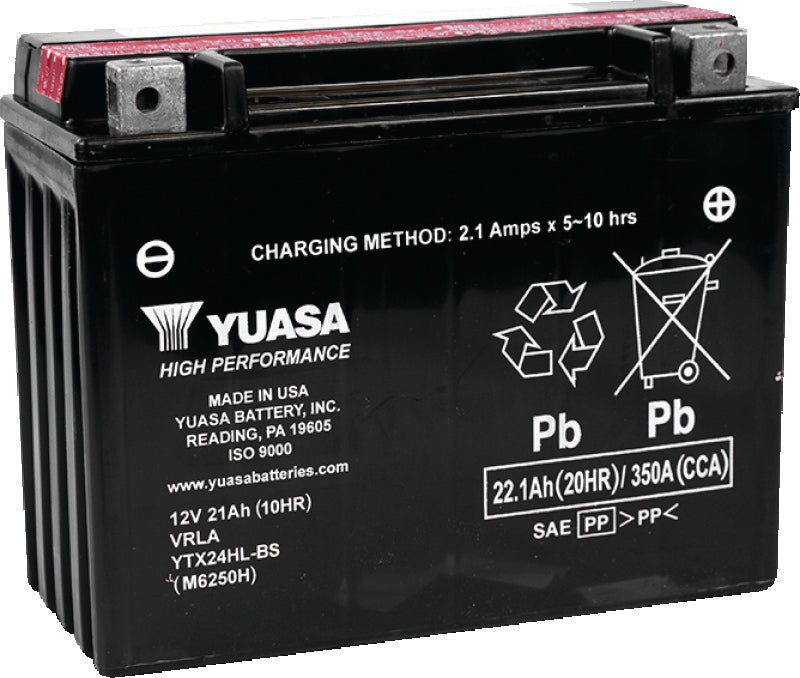 Yuasa YTX24HL-BS High Performance Maintenance Free AGM 12-Volt Battery w/Bottle