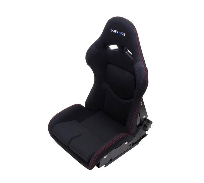 NRG FRP Bucket Seat - Reclinable (Black Cloth w/Red Stitching)