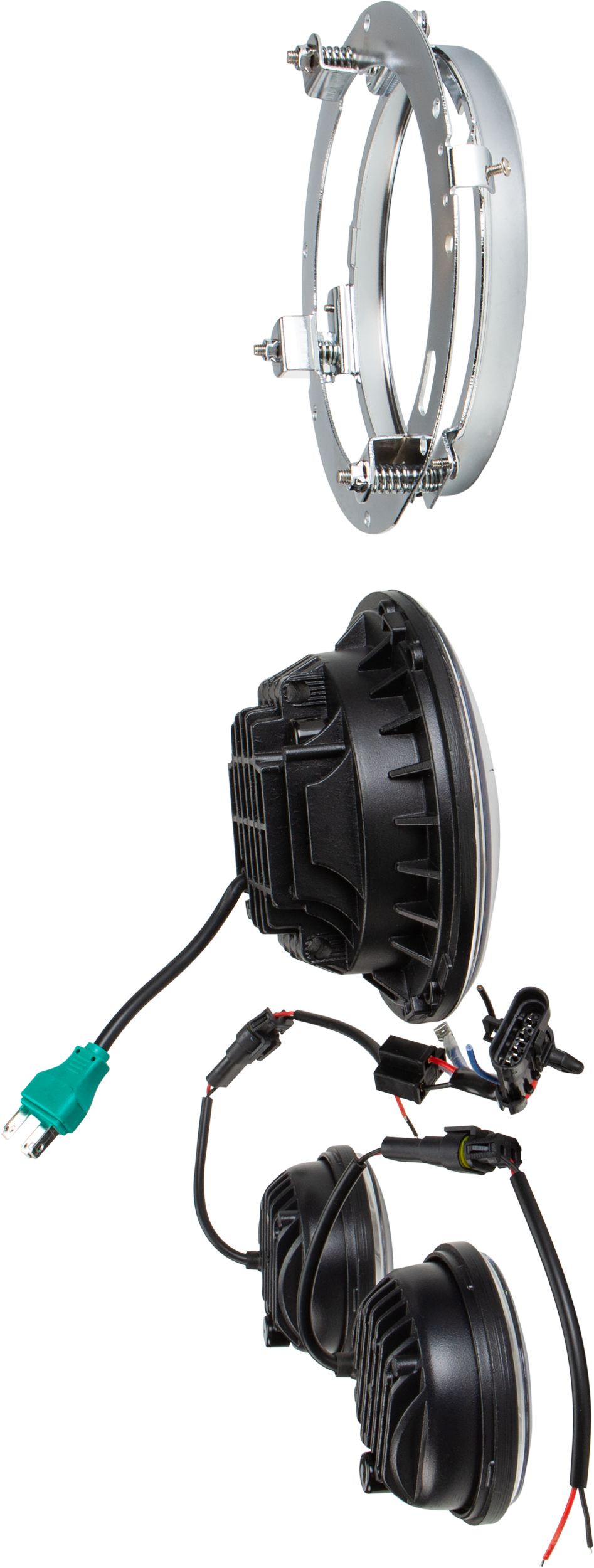 Led Headlight/Passing Lamp Set Chrome