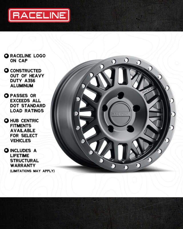 Raceline 951B Ryno 18x9in / 8x170 BP / 18mm Offset / 130.81mm Bore - Satin Black Wheel
