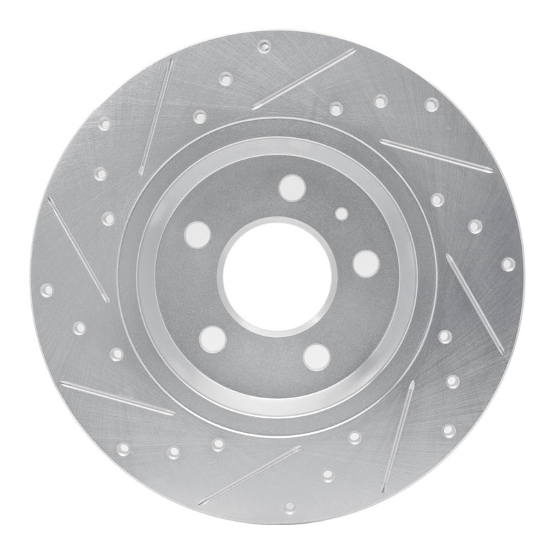 R1 08-25 Audi Q5 (USA/Canada Excl Hybrid) Rear Right Drilled & Slotted Silver Brake Rotor