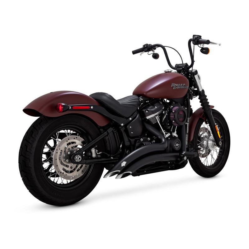 Vance &amp; Hines HD Softail 18-22 St Bob Br 2-2 Black PCX Full System Exhaust