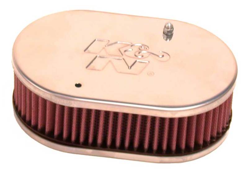 K&amp;N Universal Custom Air Filter - Oval - Red - 51mm Neck Flange