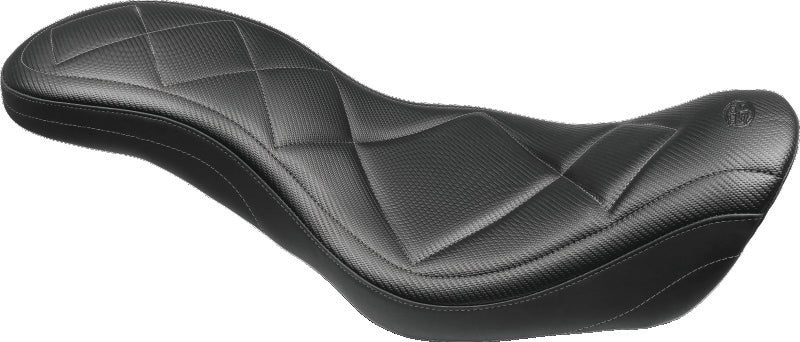Mustang 08-21 Harley Electra Glide, Rd Glide, Rd King, Str Glide Lowdown 1PC Seat w/DBR - Black