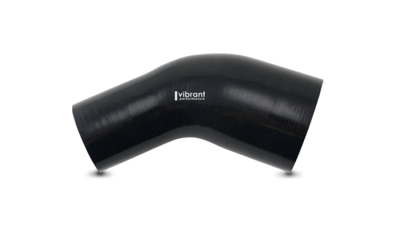 Vibrant 3in ID x 2.25in ID Gloss Black Silicone 45 Degree Transition Elbow
