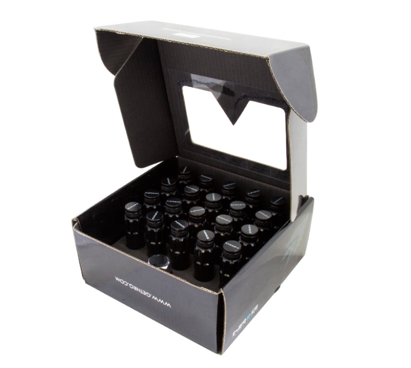 NRG 700 Series M12 X 1.25 Steel Lug Nut w/Dust Cap Cover Set 21 Pc w/Locks &amp; Lock Socket - Black