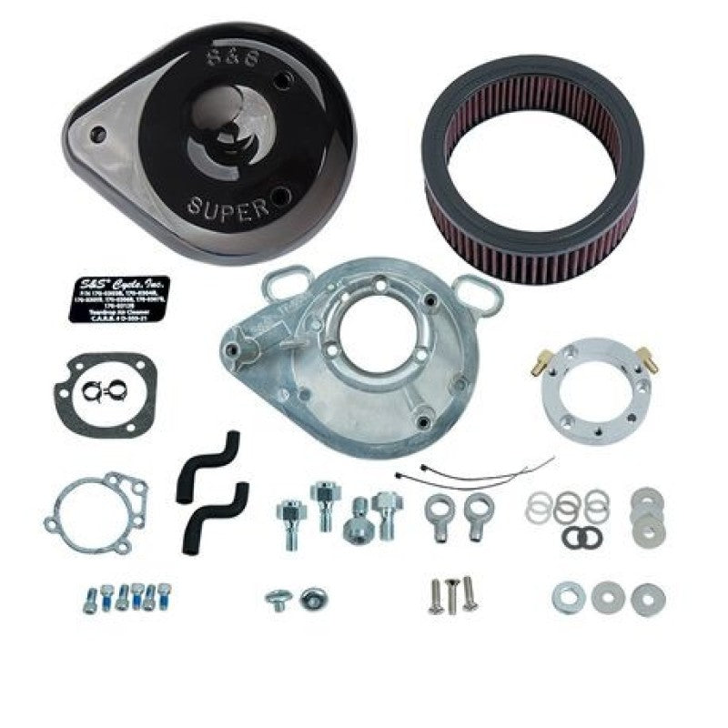 S&amp;S Cycle 01-17 Stock EFI BT Models Teardrop Air Cleaner Kit - Gloss Black