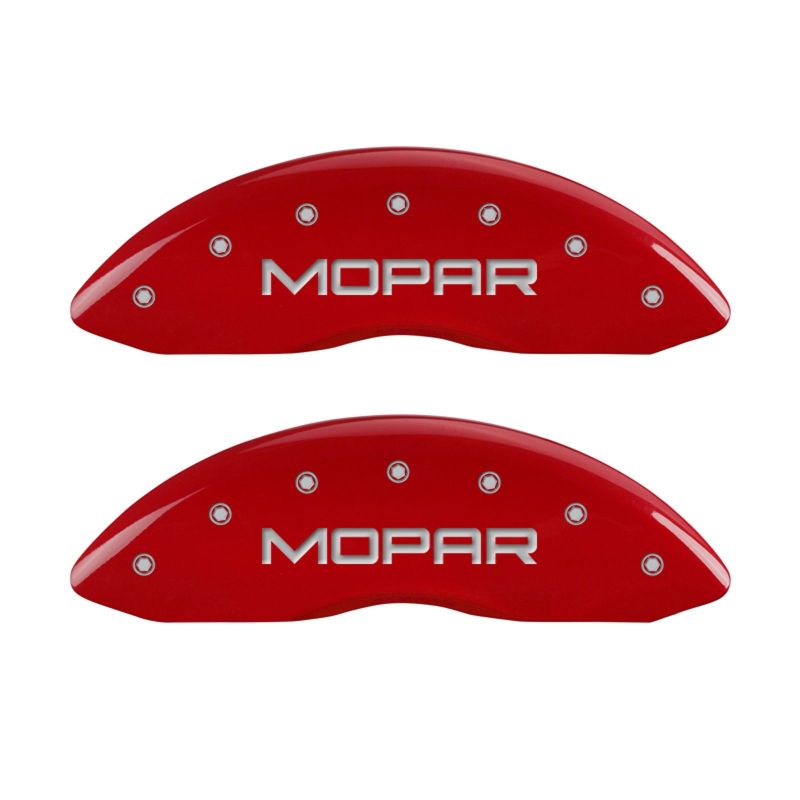 MGP 4 Caliper Covers Engraved Front &amp; Rear MOPAR Red finish silver ch