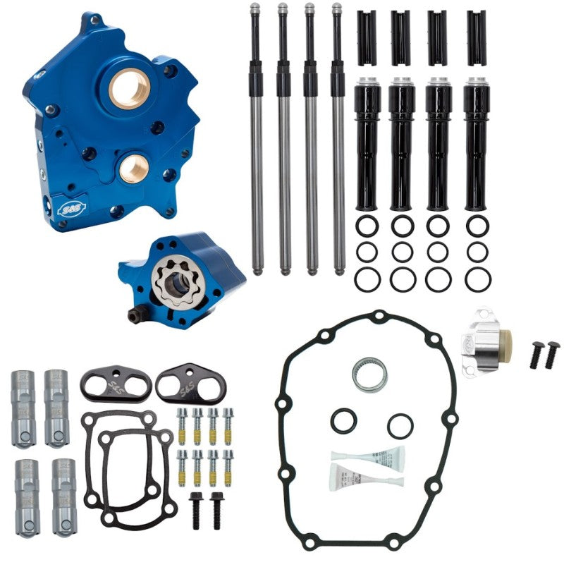 S&amp;S Cycle 2017+ M8 Oil Cooled Models Cam Chest Kit w/o Cam - Black Pushrod Tubes &amp; Chain Tensioner