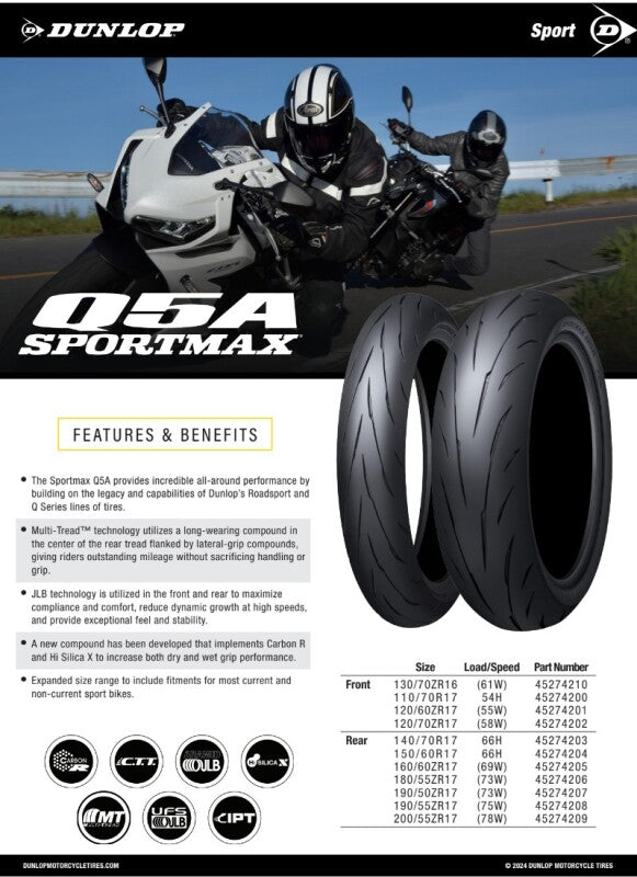 Dunlop Sportmax Q5A Rear Tire - 150/60ZR17 M/C (66H) TL