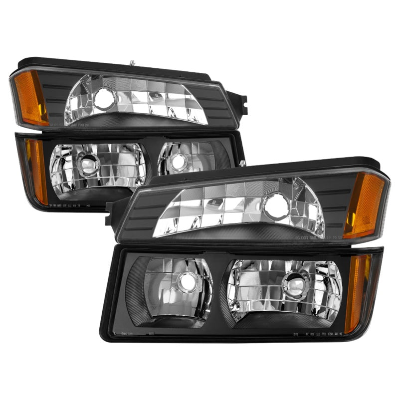 xTune 02-06 Chevy Avalanche w/Cladding OEM Bumper Light &amp; Headlights - (BLACK) (HD-JH-CAVA02-SET-BK)