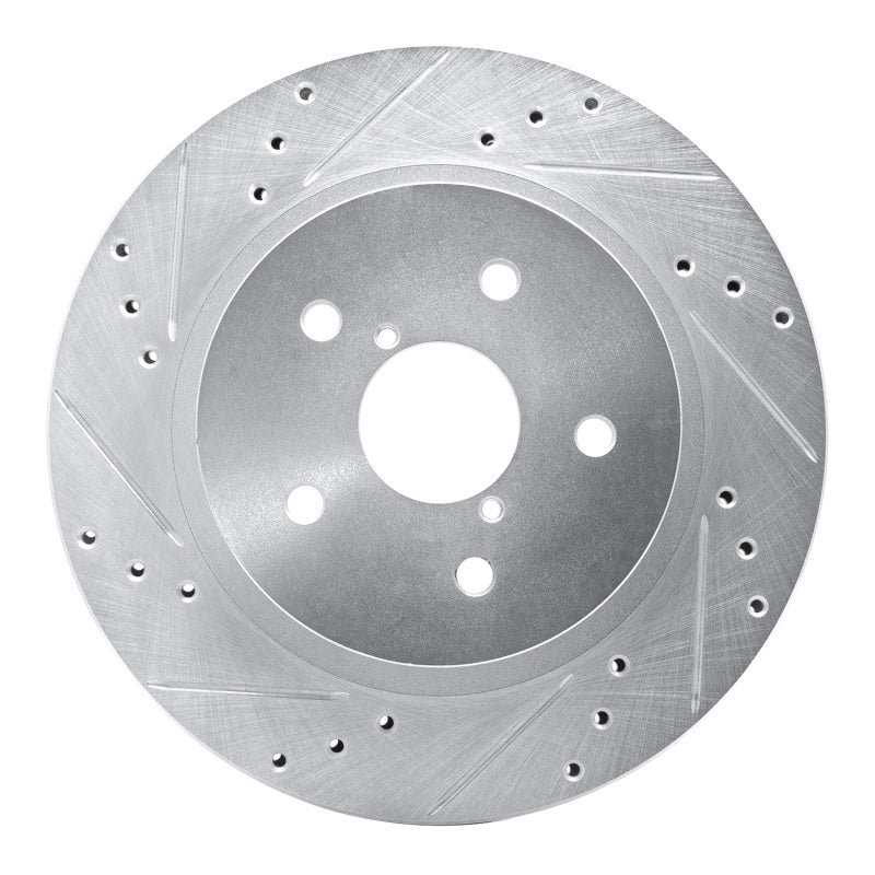 R1 2015-2025 Subaru Outback Rear Left Drilled &amp; Slotted Silver Brake Rotor
