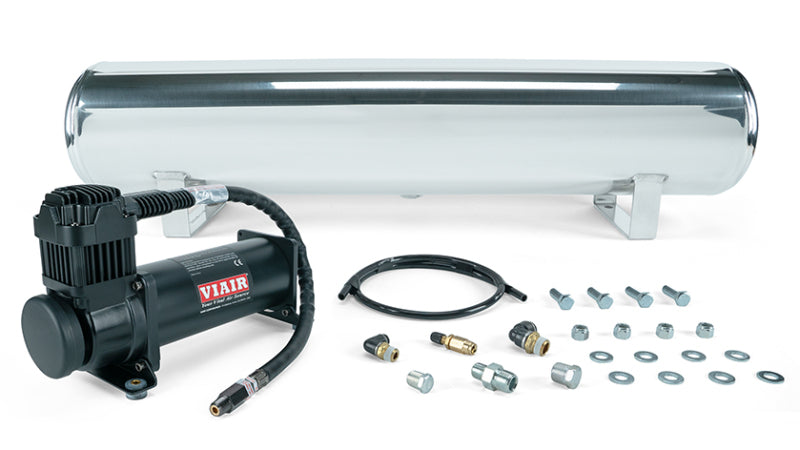 Air Lift 4 Gal. Polished Tank w/ Viair 444b Blk Compressor (Incl. Fittings &amp; Mounting Hardware)