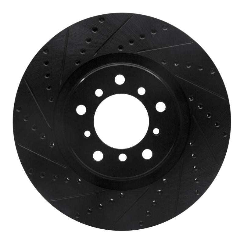 R1 01-06 BMW M3 Right Front Drilled &amp; Slotted Black Brake Rotor