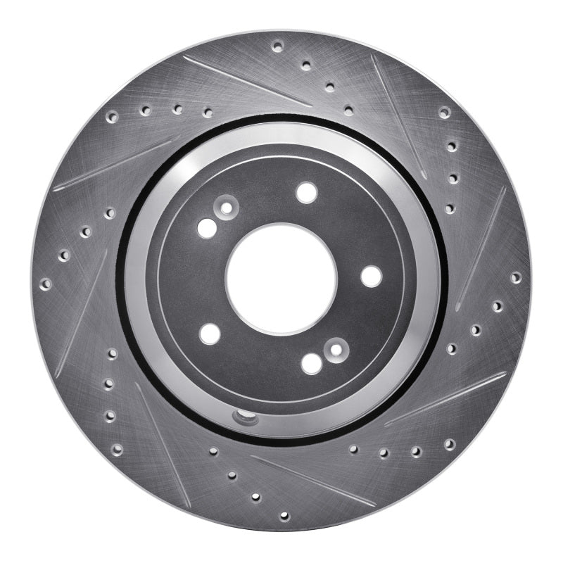 R1 18-23 Genesis G80 Rear Right Drilled &amp; Slotted Silver Brake Rotor