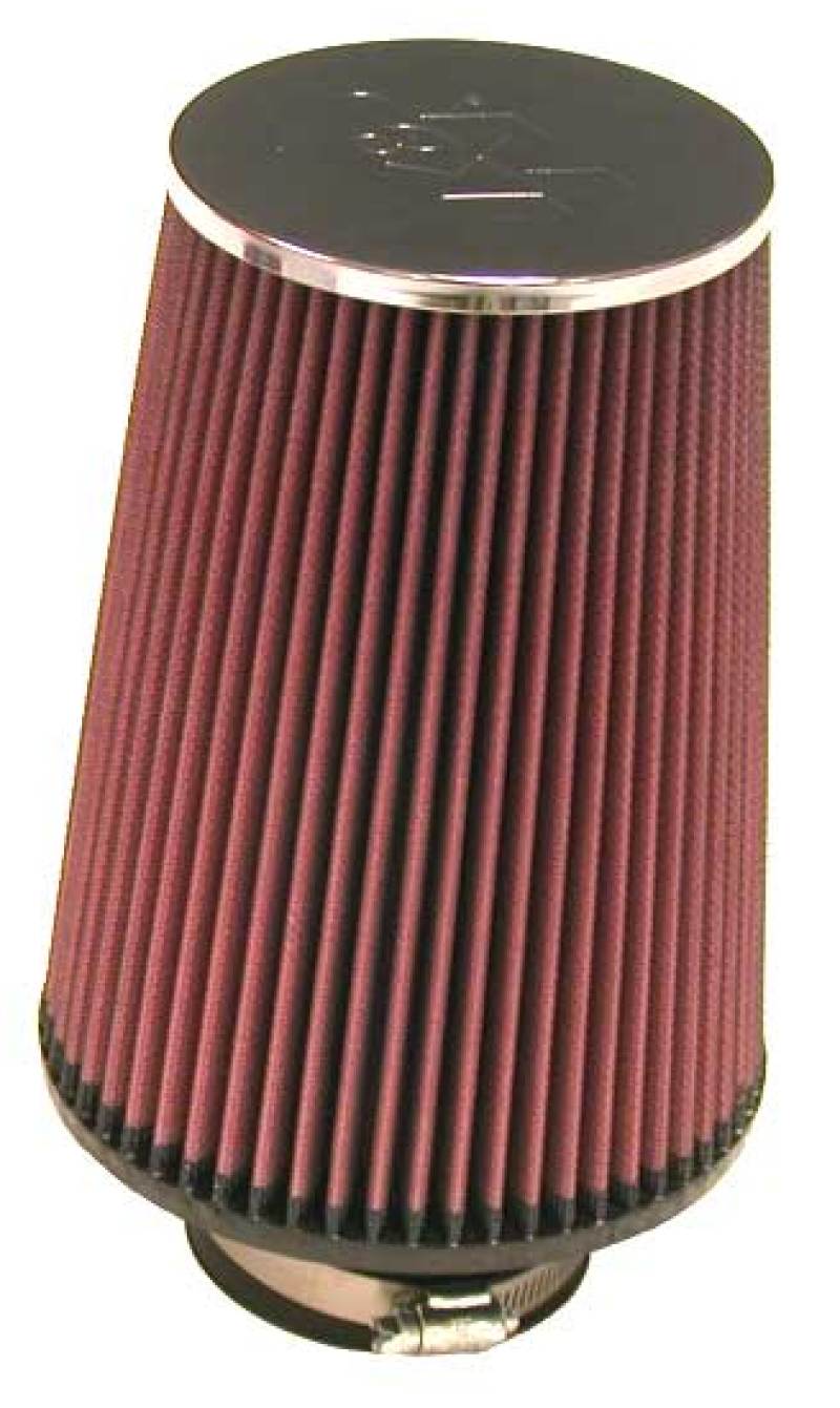 K&amp;N Universal ChromeRound Tapered Air Filter 3in Flange ID / 6in Base OD / 4.5in Top OD / 8in Height