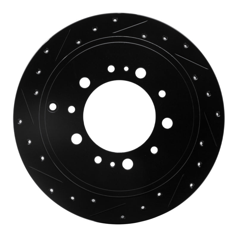 R1 07-22 Lexus LX570 Rear Left Drilled &amp; Slotted Black Brake Rotor