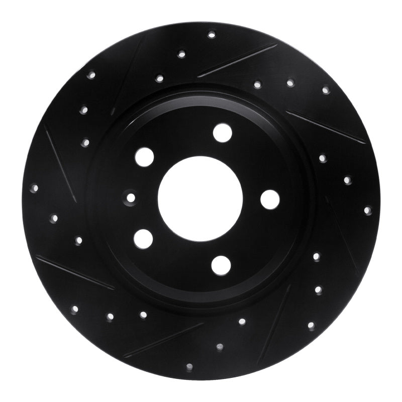 R1 09-25 Audi A4 Left Drilled &amp; Slotted Black Brake Rotor