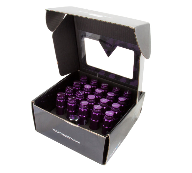 NRG 700 Series M12 X 1.5 Steel Lug Nut w/Dust Cap Cover Set 21 Pc w/Locks &amp; Lock Socket - Purple