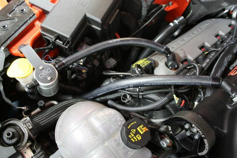 J&amp;L 15-23 Ford Mustang GT/15-20 Ford Mustang GT350 Passenger Side Oil Separator 3.0 - Clear Anodized