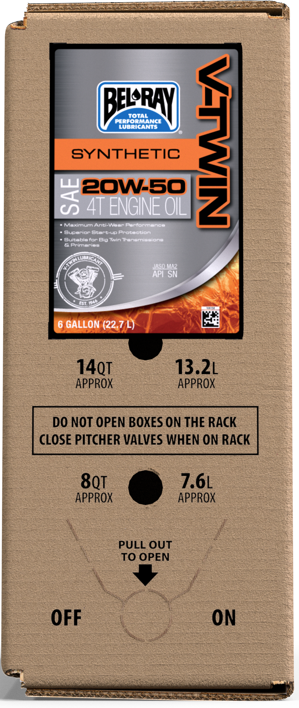 V Twin Synthetic Oil 20w50 6gal Bag In Box