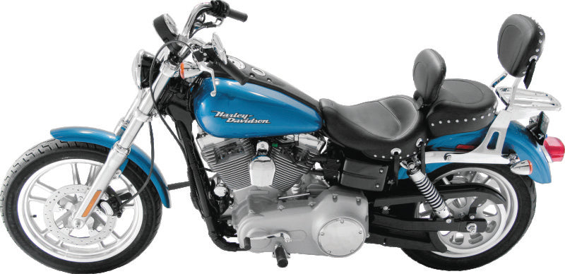 Mustang 06-17 Harley Dyna Wide Touring Solo Seat w/Driver Backrest w/Studs - Black