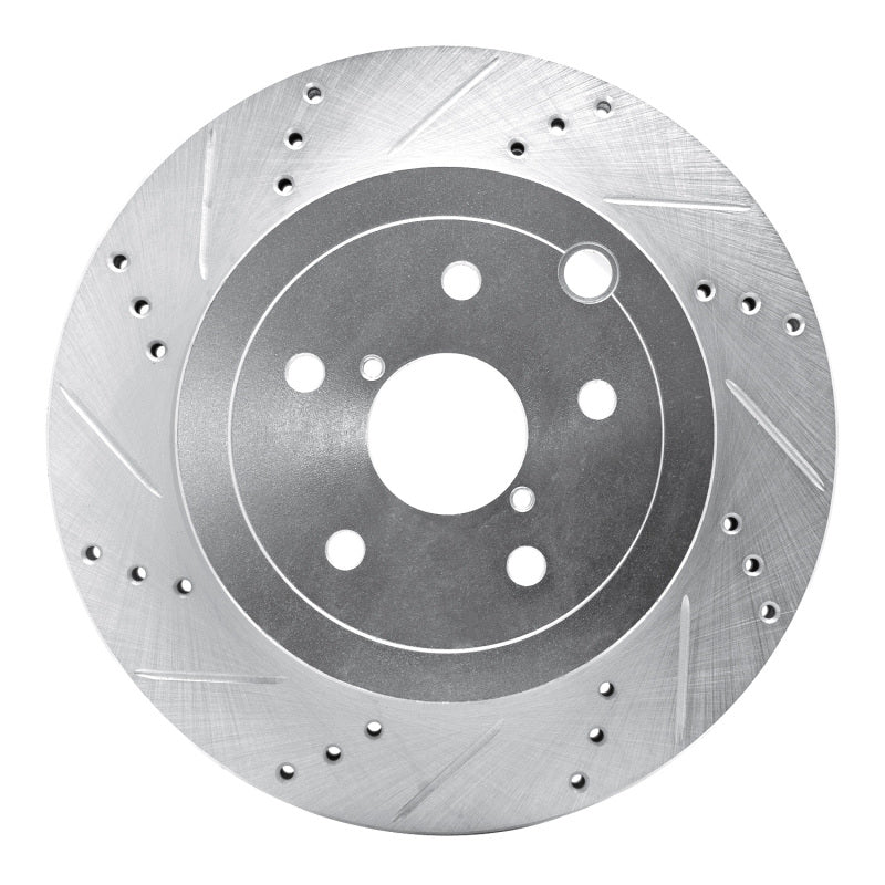 R1 08-20 Subaru Impreza Rear Left Drilled &amp; Slotted Silver Brake Rotor
