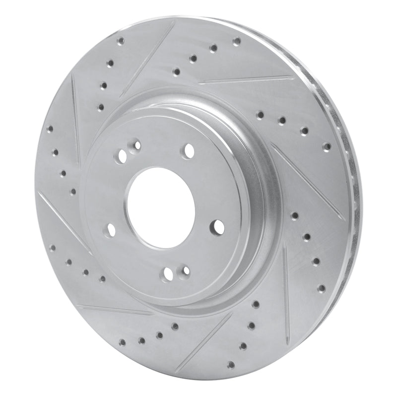 R1 18-23 Genesis G70 Front Left Drilled & Slotted Silver Brake Rotor