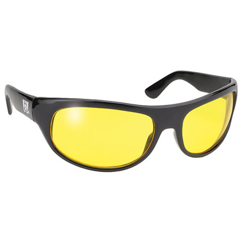 PACIFIC COAST WRAP SUNGLASSES - BLACK FRAME - YELLOW LENS