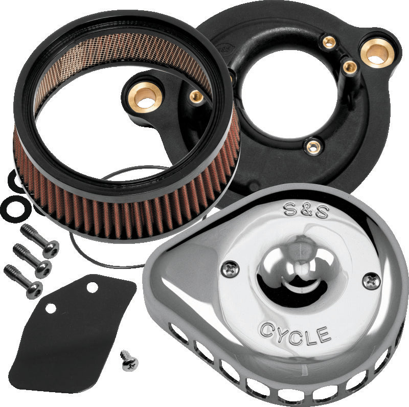 S&S Cycle 2017+ M8 Models Stealth Air Cleaner Kit w/ Chrome Mini Teardrop Cover