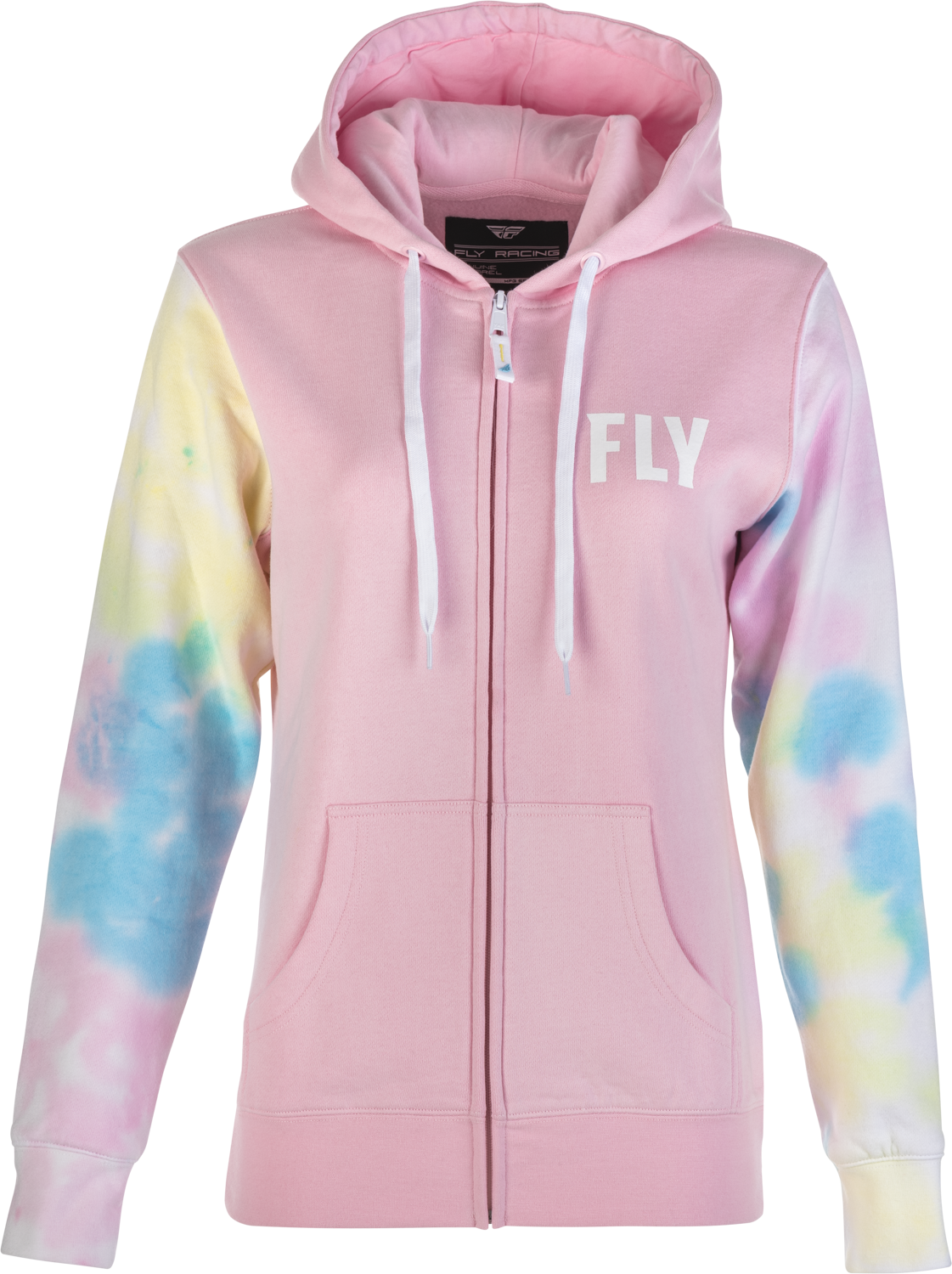 Women's Fly Tie Dye Zip Up Hoodie Pink/Yellow/Blue Sm