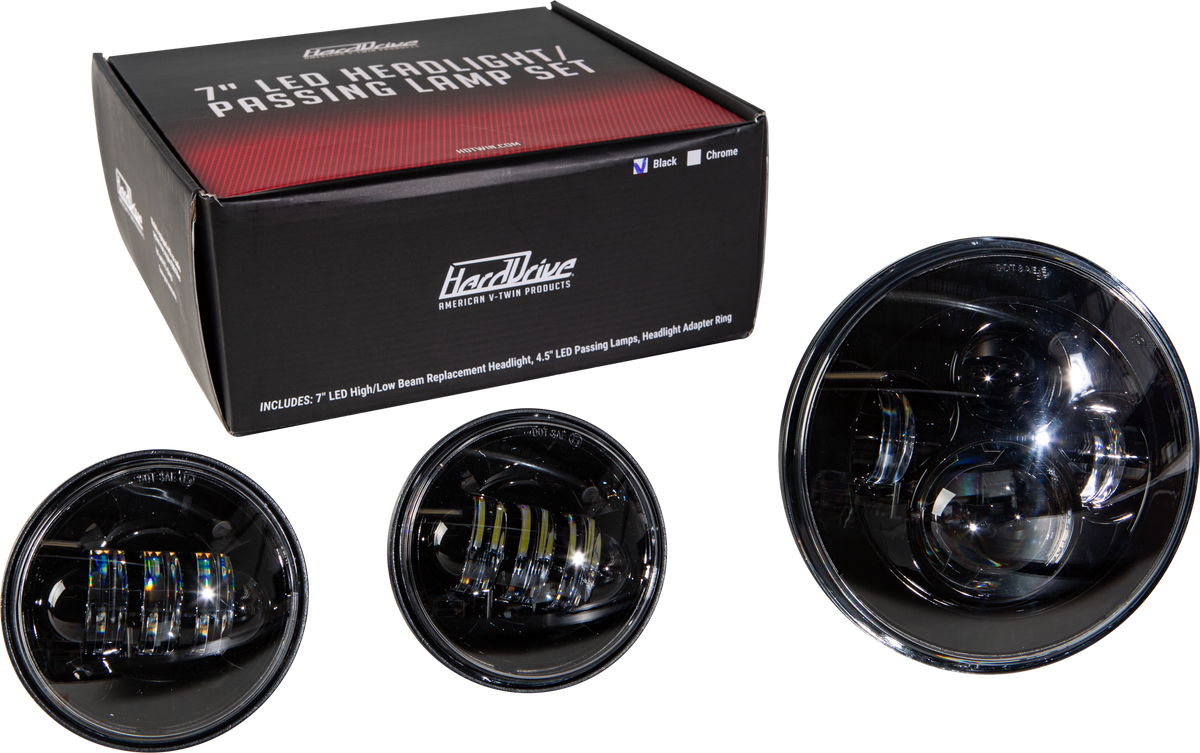 Led Headlight/Passing Lamp Set Black