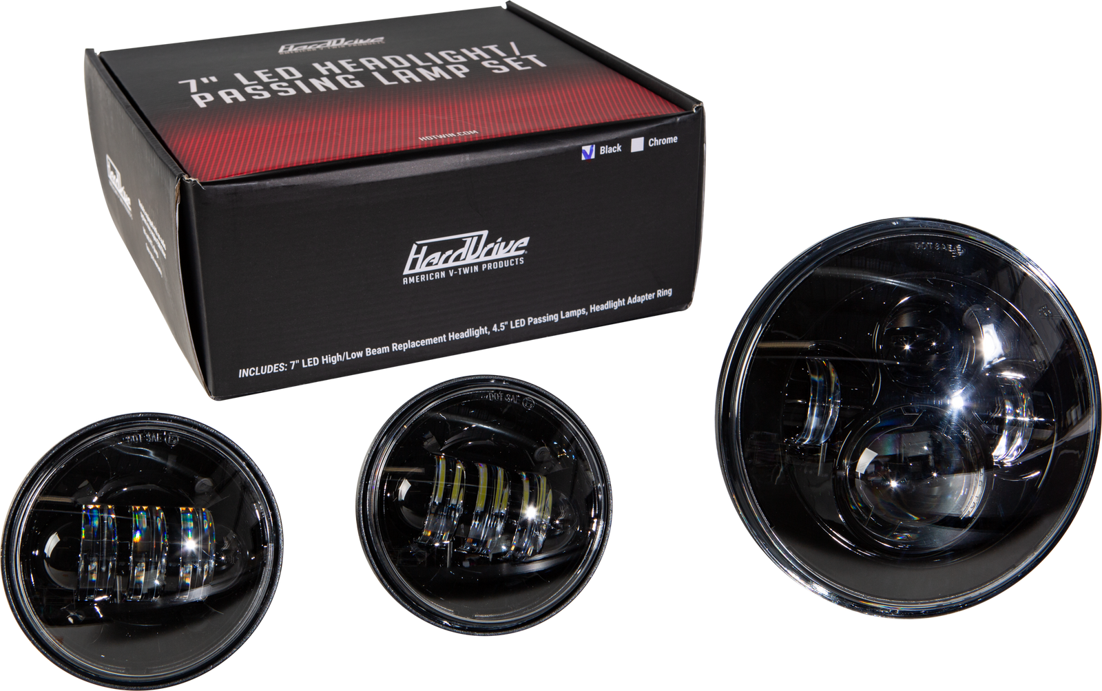 Led Headlight/Passing Lamp Set Black