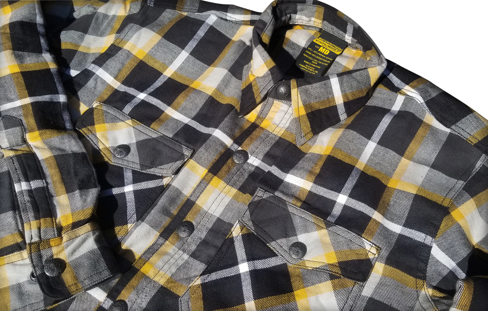 Covert Moto Flannel White/Yellow Md