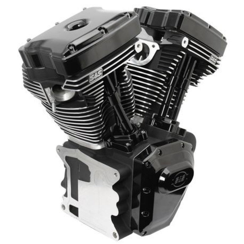 S&amp;S Cycle 06-17 Dyna T124 Black Edition Long Block Engine - Wrinkle Black