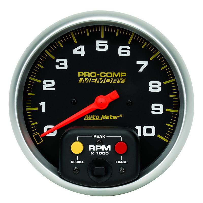 AutoMeter Gauge Tachometer 3-3/4in. 10K RPM Pedestal W/Peak Memory Pro-Comp