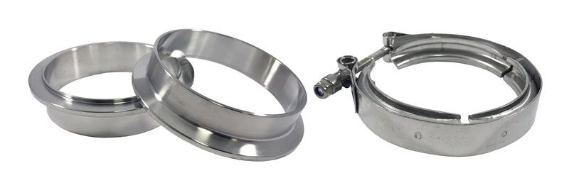 Torque Solution Stainless Steel V-Band Clamp &amp; Flange Kit - 3in (76mm)