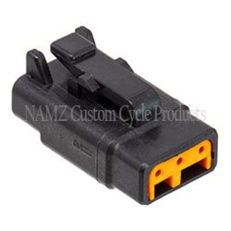 NAMZ Deutsch DTM 3-Position Plug w/3 Stamped Terminals &amp; Wedgelock - Black (HD 74113-98BK)